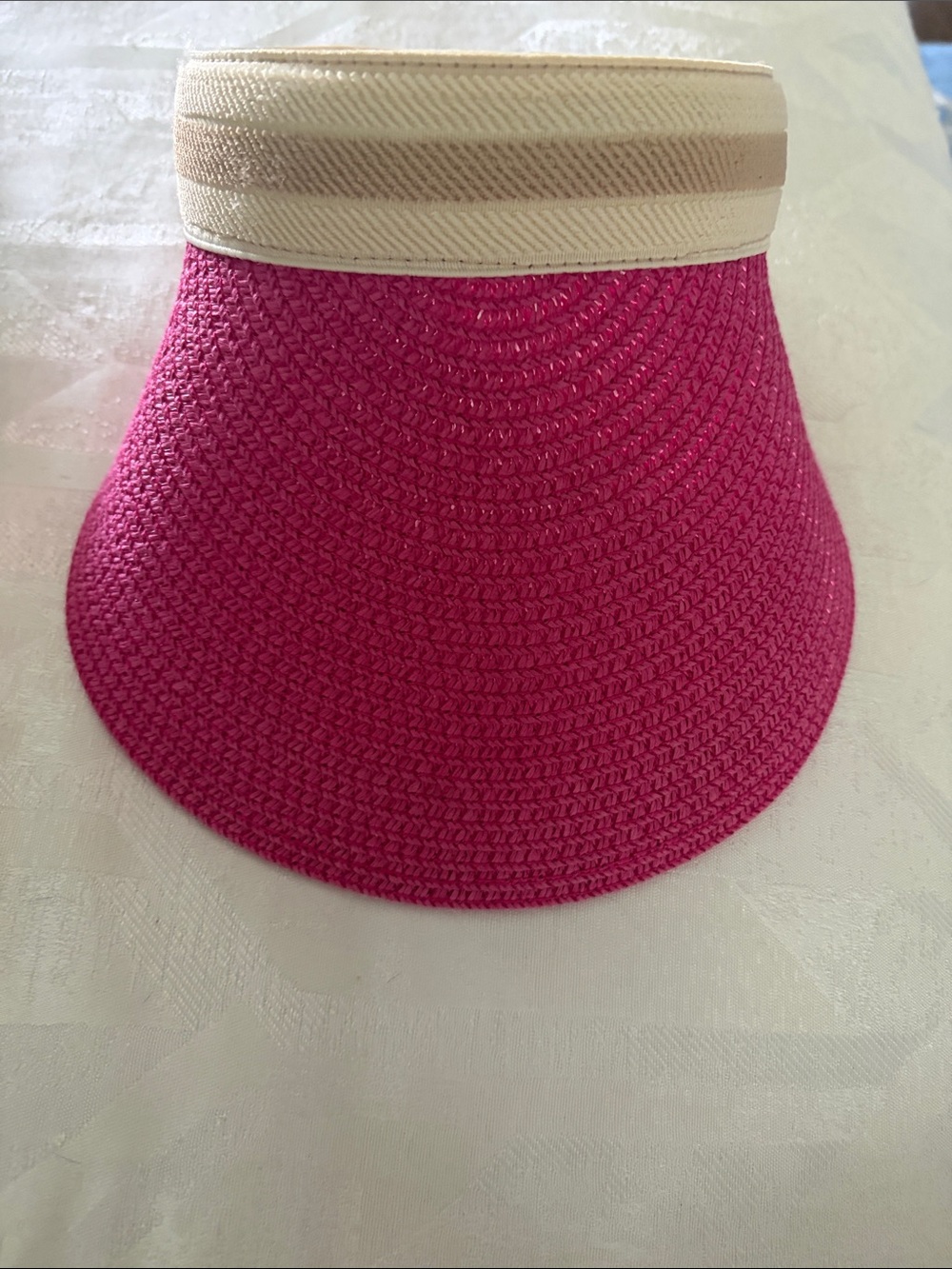 Women's Sun Visor - Hot Pink with Cream Band